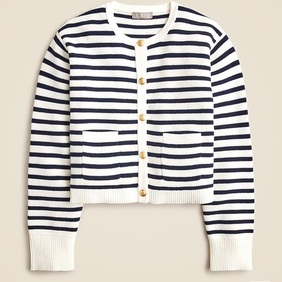 J.Crew New relaxed Emilie sweater lady jacket in stripe - Picture 4 of 8